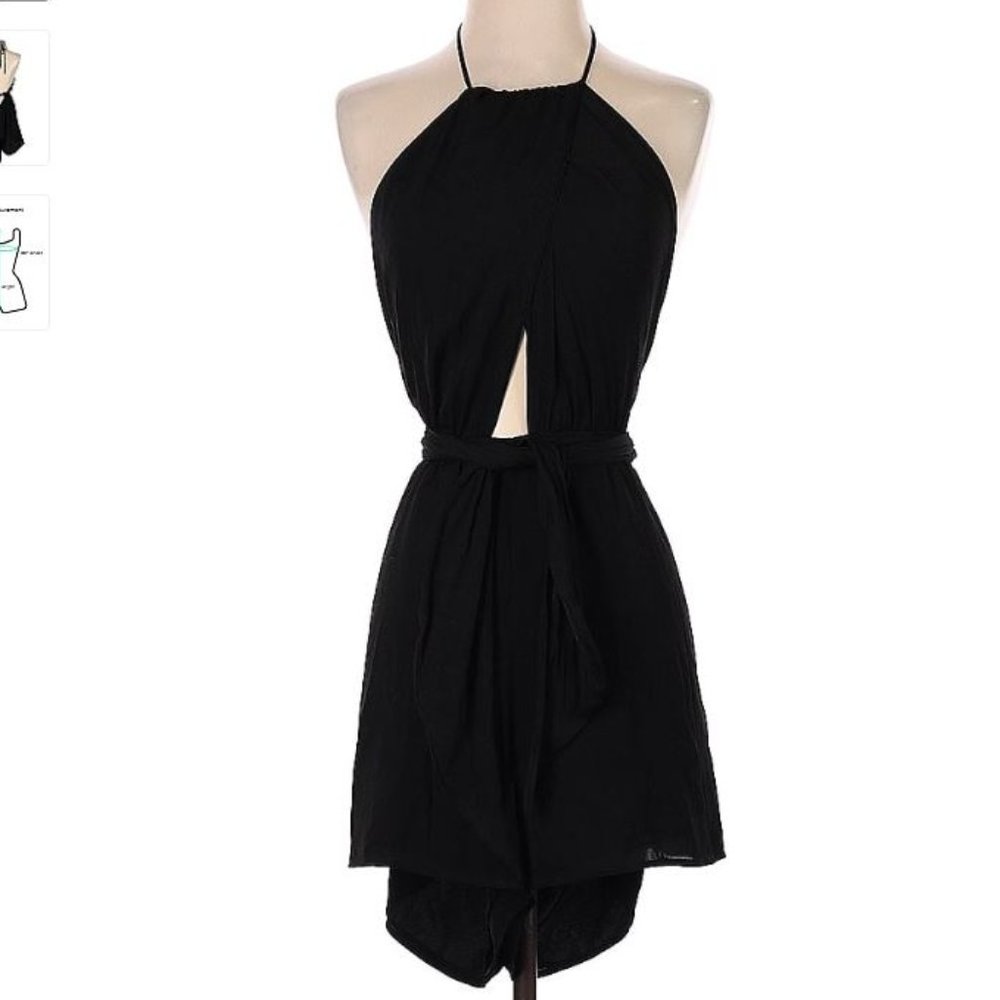 Lush Black Halter Romper Dressy - Sleeveless - Plunge Neck - PERFECT CONDITION